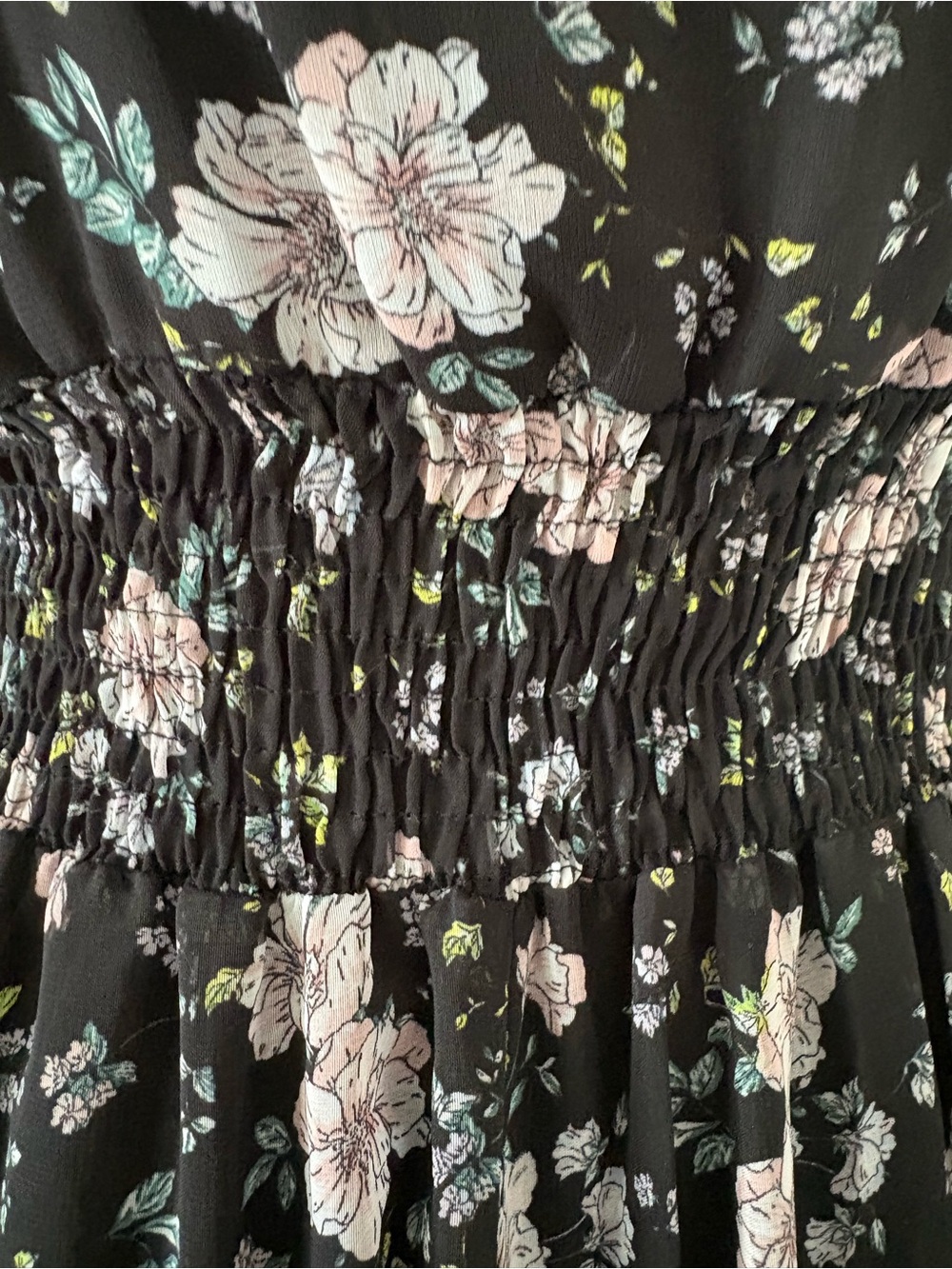 Sweet Storm Black Floral High-Low Tiered Boho Flowy Midi / Maxi Dress Medium - Picture 8 of 8